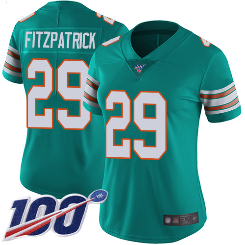 Nike Miami Dolphins #29 Minkah Fitzpatrick Aqua Green Alternate Women Stitched NFL 100th Season Vapor Limited Jersey->women nfl jersey->Women Jersey